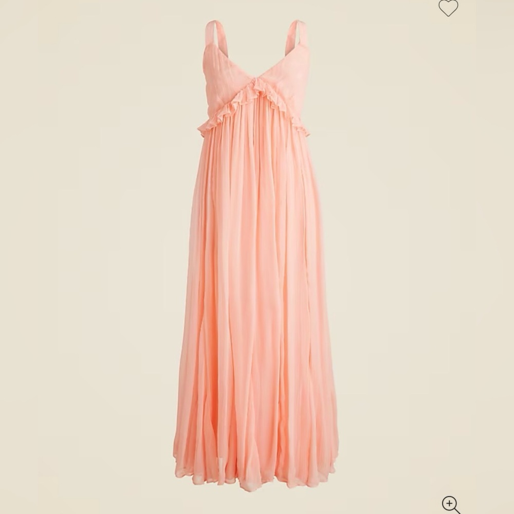 J.Crew Collection Ruffle-Trim Crinkle Cupro Midi Dress 18 Blushed Peach NWT